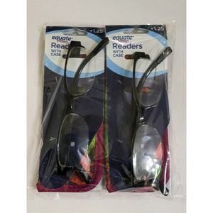 2 Pairs Equate Reader Glasses with Pretty Flower Floral Case +1.25
